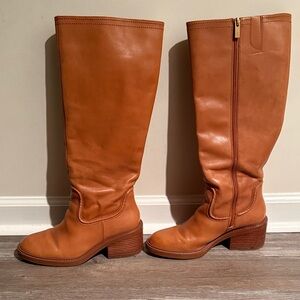 Vince Camuto tan leather boots.